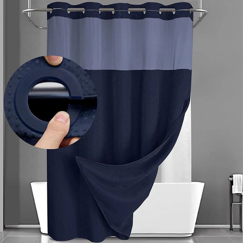 Shower Curtain Hookless Snap & Double-Layer Waterproof
