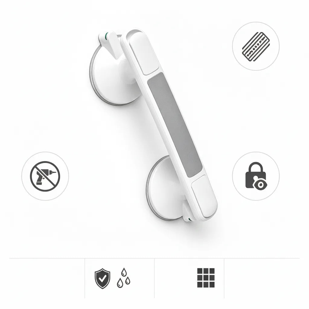 Shower Grab Handle Suction Cups Non-Slip Grip
