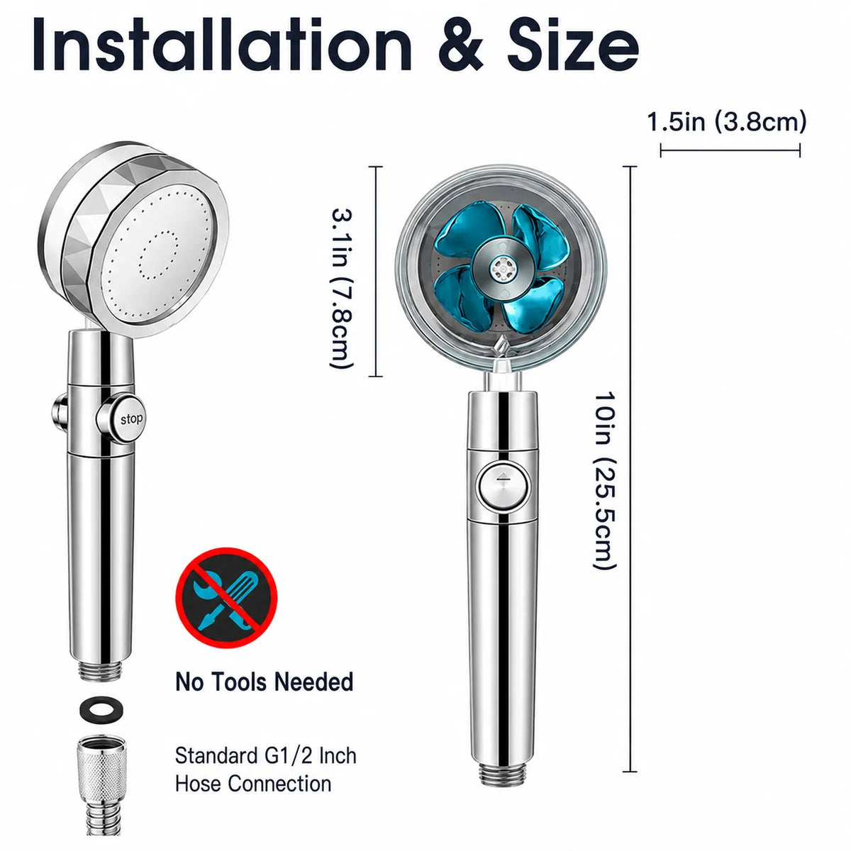 Shower Head High-Pressure 360 Degree Swivel Built-In Microfilter