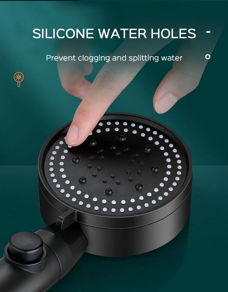 Shower Head Pressure-Boosting 5 Spray Modes Self-Cleaning Silicone Nozzles