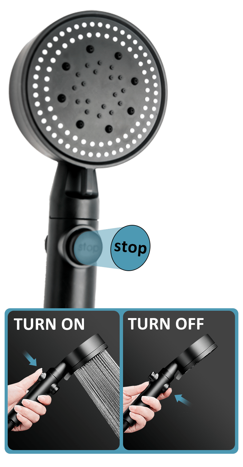 Shower Head Pressure-Boosting 5 Spray Modes Self-Cleaning Silicone Nozzles