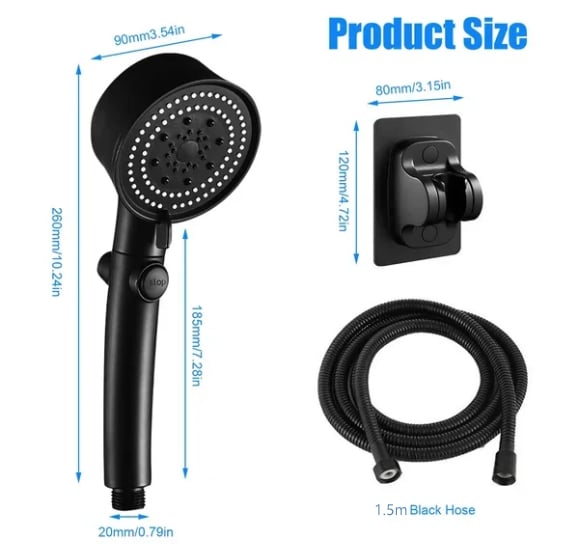 Shower Head Pressure-Boosting 5 Spray Modes Self-Cleaning Silicone Nozzles