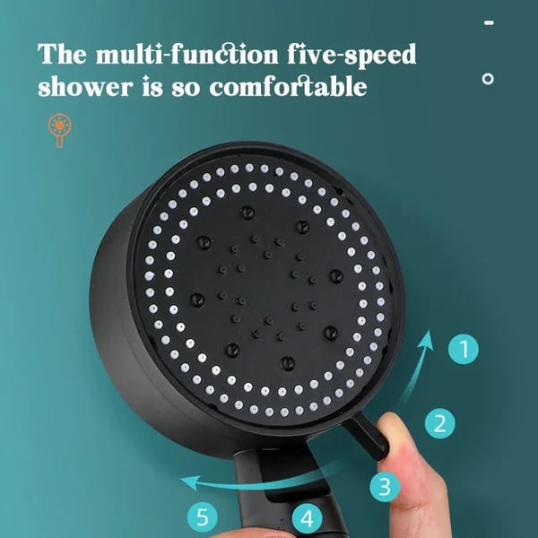 Shower Head Pressure-Boosting 5 Spray Modes Self-Cleaning Silicone Nozzles