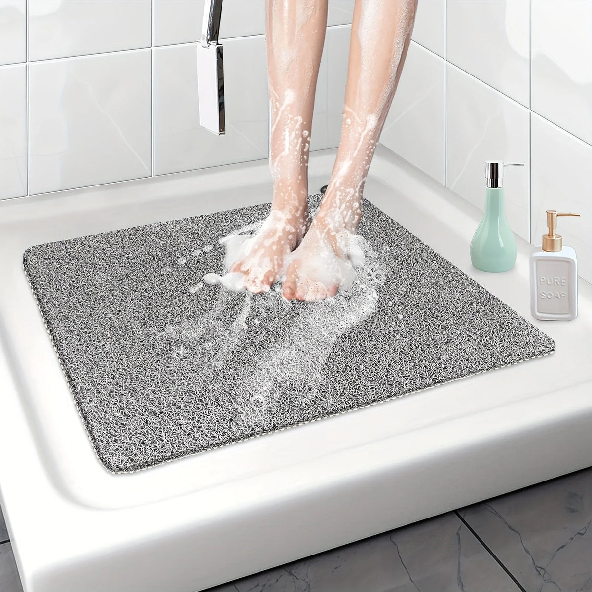 Shower Mat Loofah Texture Anti-Slip & Quick-Drying