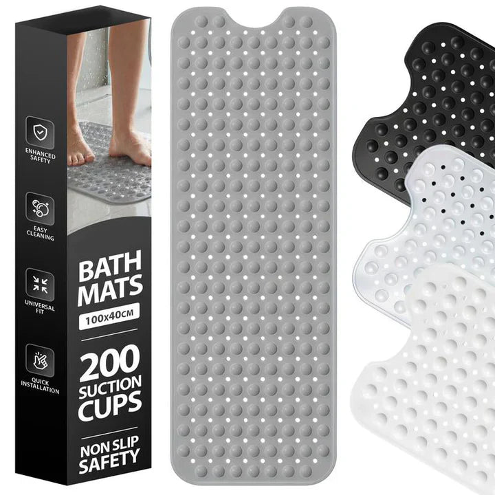 Shower Mat Non-Slip Suction-Cup Backing Drain Holes Full Coverage