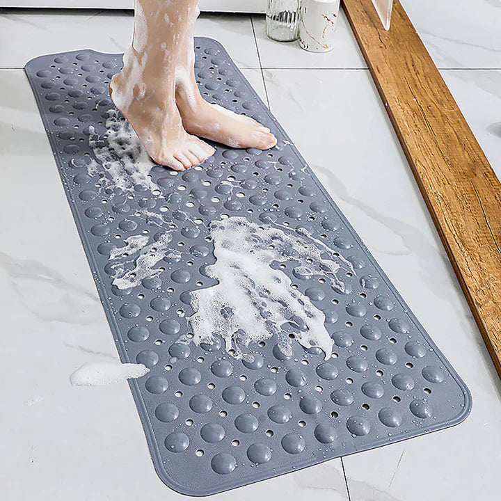 Shower Mat Non-Slip Suction-Cup Backing Drain Holes Full Coverage