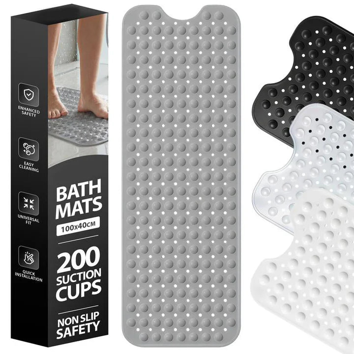 Shower Mat Suction-Cup Base & Textured Top Quick-Drying PVC