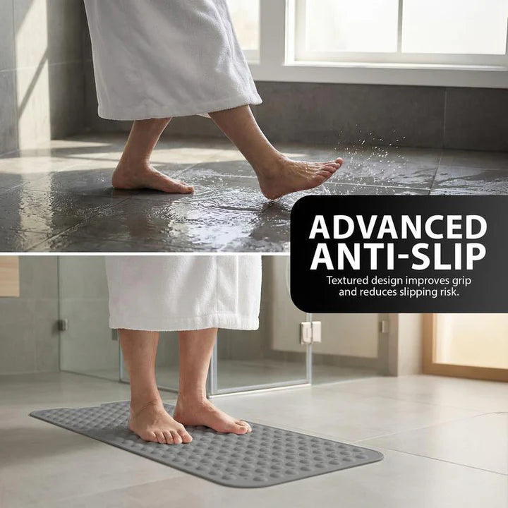 Shower Mat Suction-Cup Base & Textured Top Quick-Drying PVC