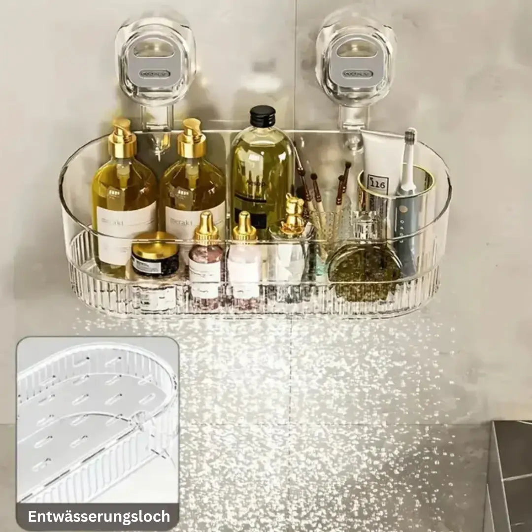 Shower Organizer Snap-On Drill-Free Open-Bottom Drain