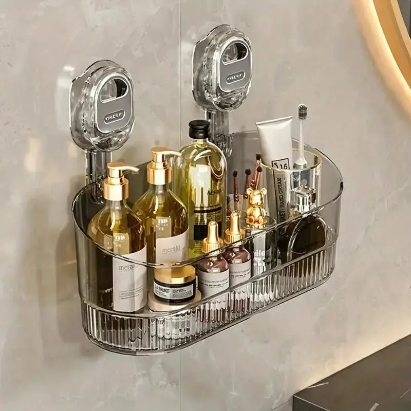 Shower Organizer Snap-On Drill-Free Open-Bottom Drain