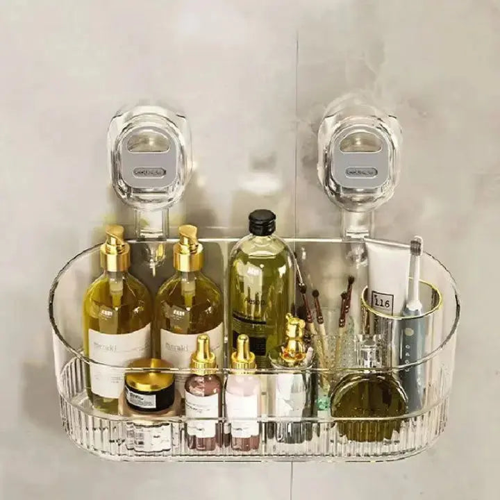 Shower Organizer Snap-On Drill-Free Open-Bottom Drain