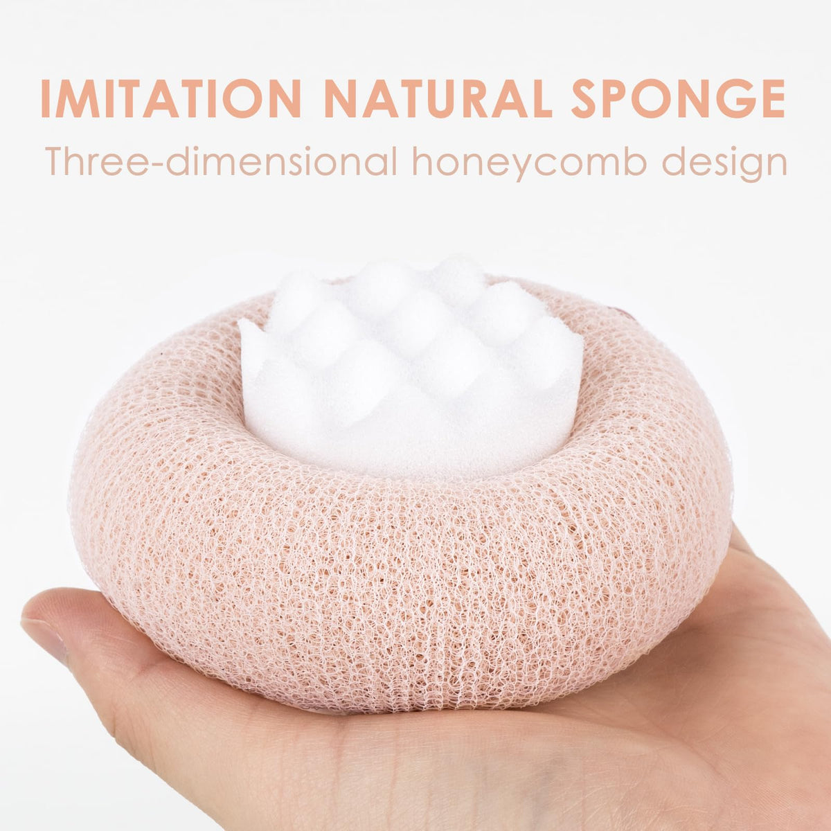 Shower Sponge Massage Nodules Ergonomic Ring Handle Suction Hook