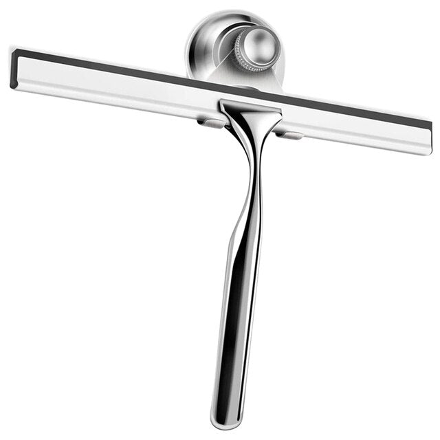 Shower Squeegee Stainless Steel Rubber Blade Suction Cup