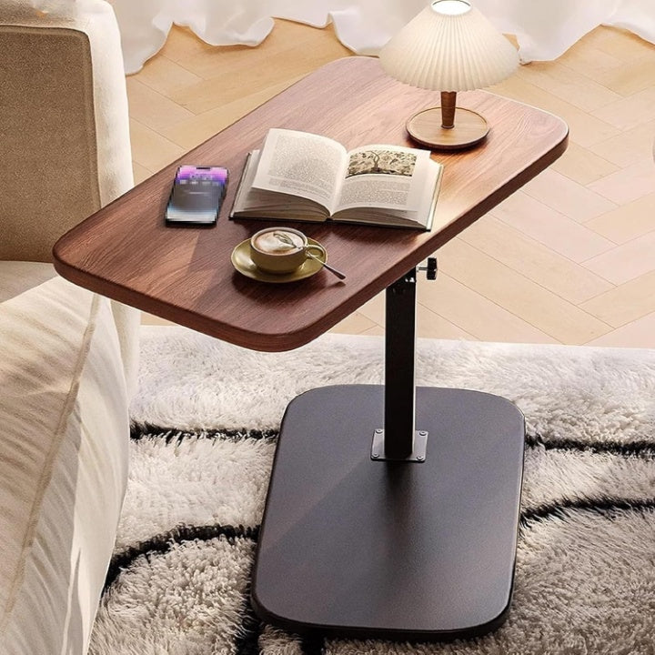 Side Table C-Shape Height-Adjustable Wood Top