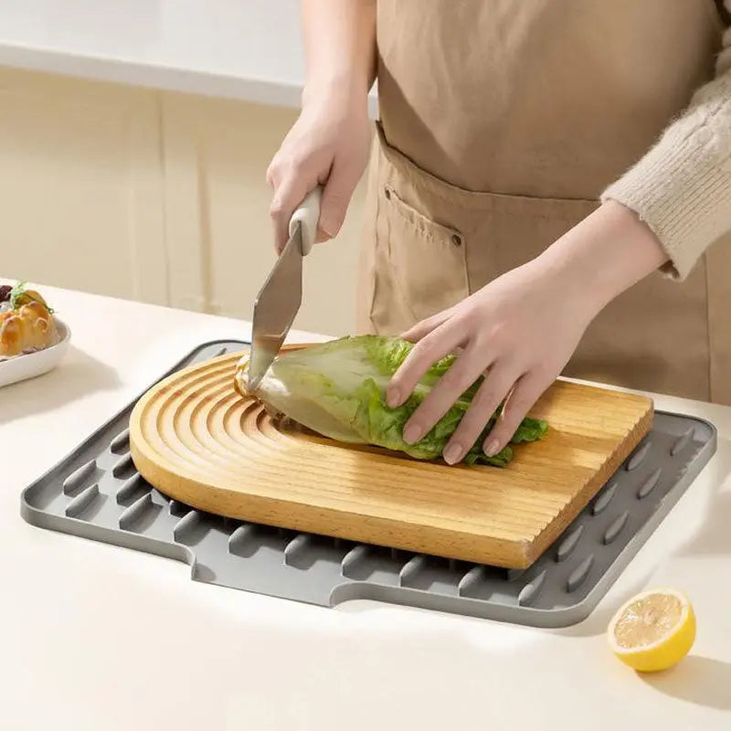 Silicone Drying Mat Raised Drainage Heat-Resistant & Space-Saving