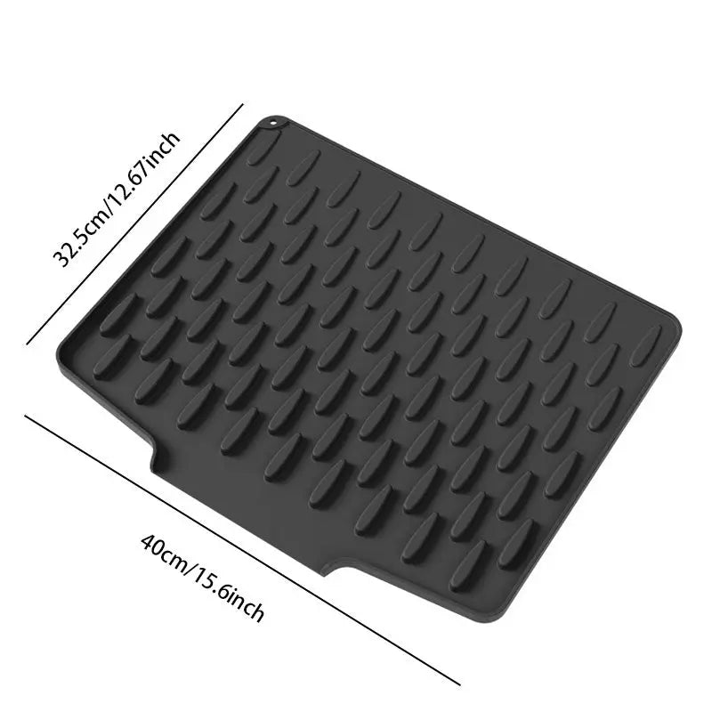 Silicone Drying Mat Raised Drainage Heat-Resistant & Space-Saving