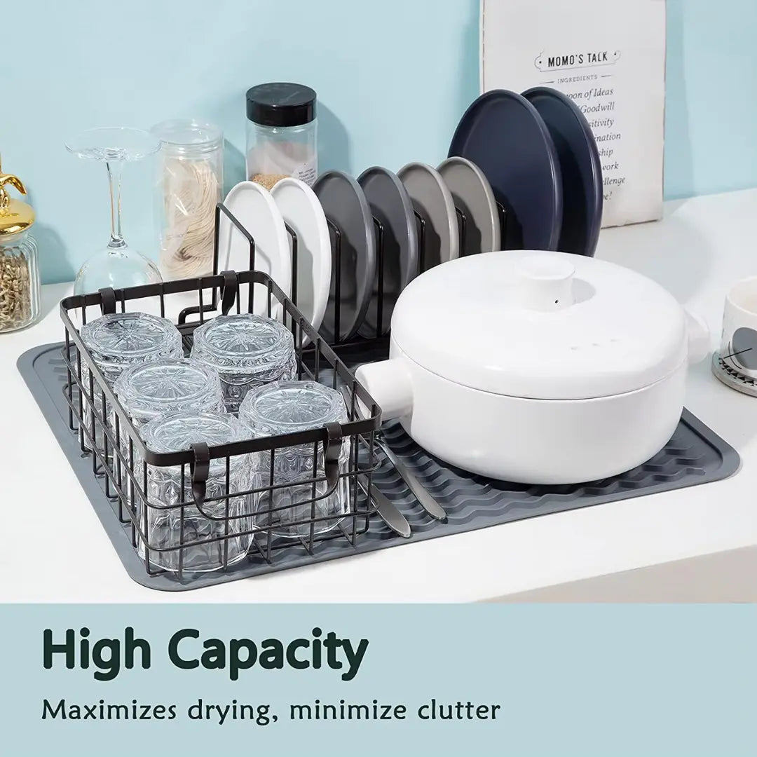 Silicone Drying Mat Ribbed Drainage Heat Resistant & BPA-Free