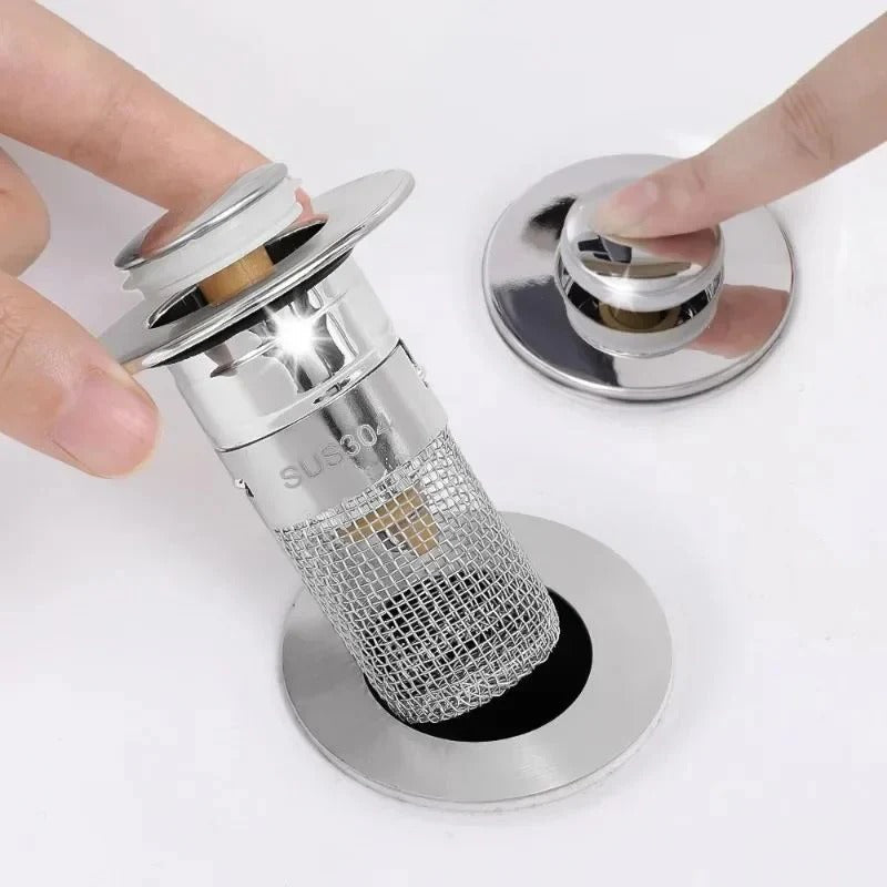 Sink Drain Filter Pop-Up Stainless Steel Hair Catcher