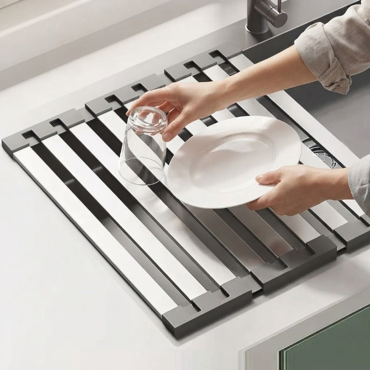 Sink Drain Rack Heat-Resistant Stainless Steel Slatted Base