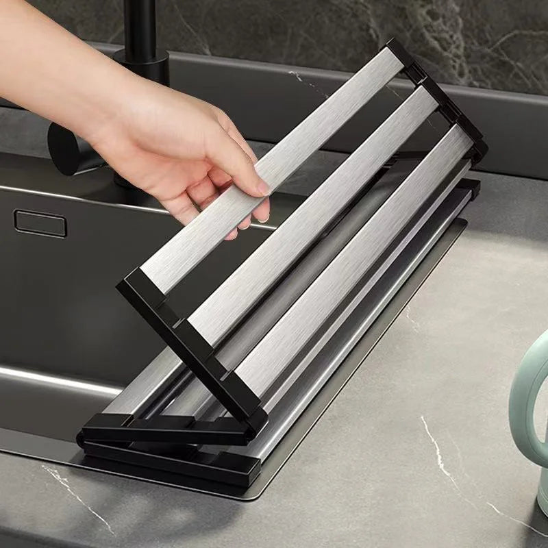 Sink Drain Rack Heat-Resistant Stainless Steel Slatted Base