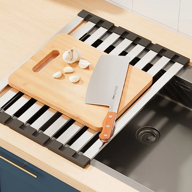 Sink Drain Rack Heat-Resistant Stainless Steel Slatted Base