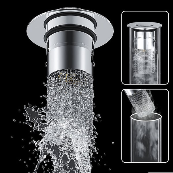 Sink Drain Strainer Pop-Up Stainless Steel Fine Mesh