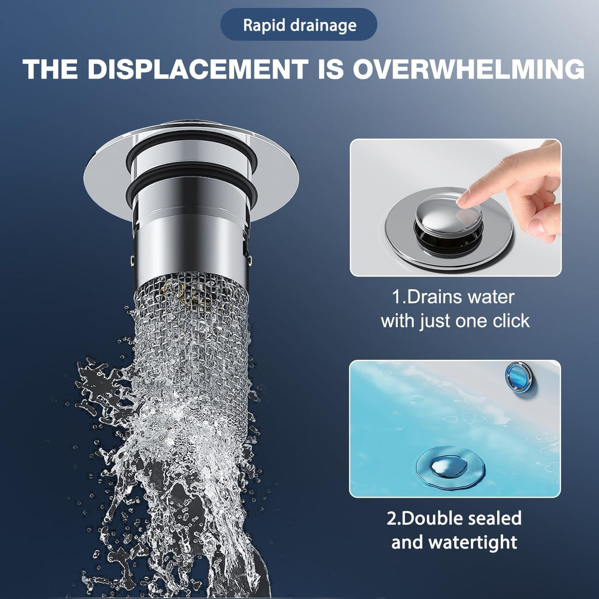 Sink Drain Strainer Pop-Up Stainless Steel Fine Mesh
