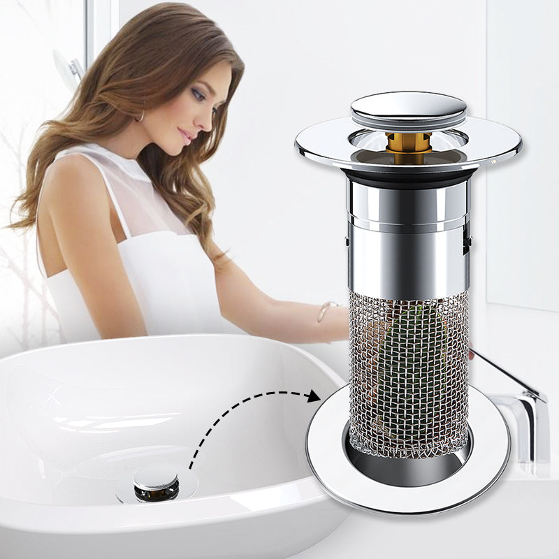 Sink Drain Strainer Universal Fit & Tool-Free Easy-Clean