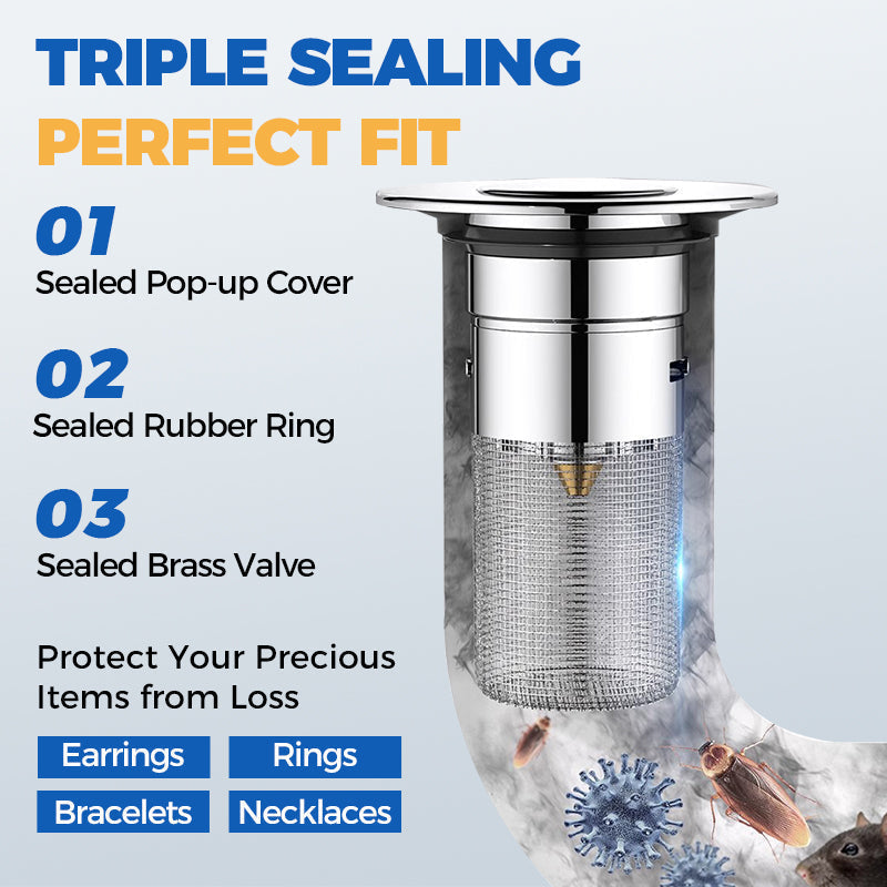 Sink Drain Strainer Universal Fit & Tool-Free Easy-Clean