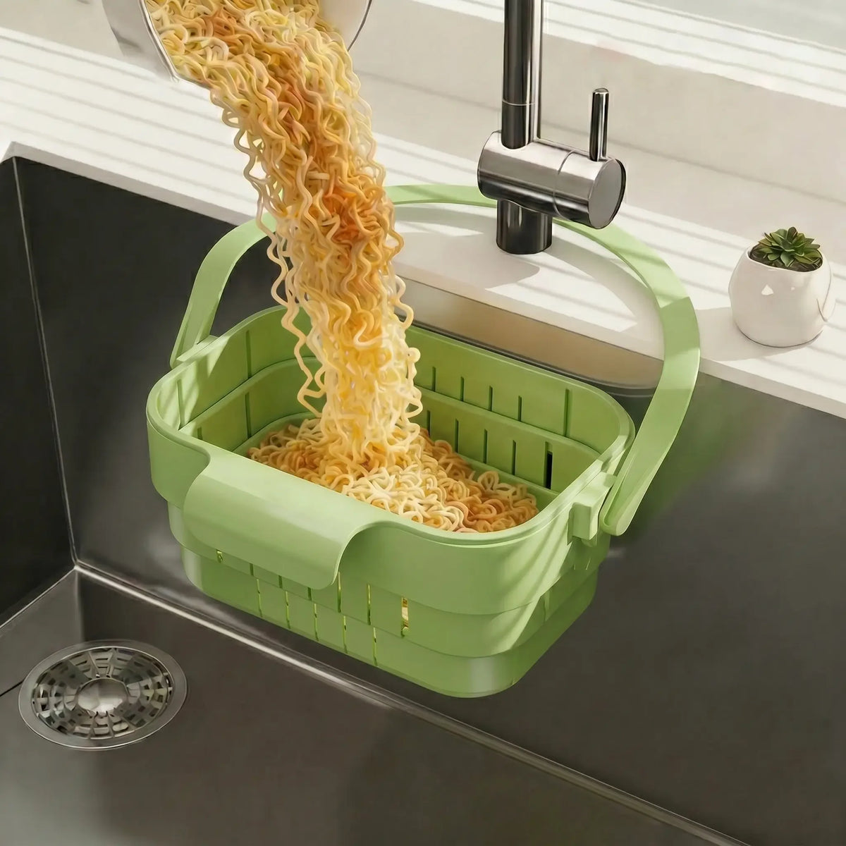 Sink Draining Basket Foldable Removable Quick Drainage