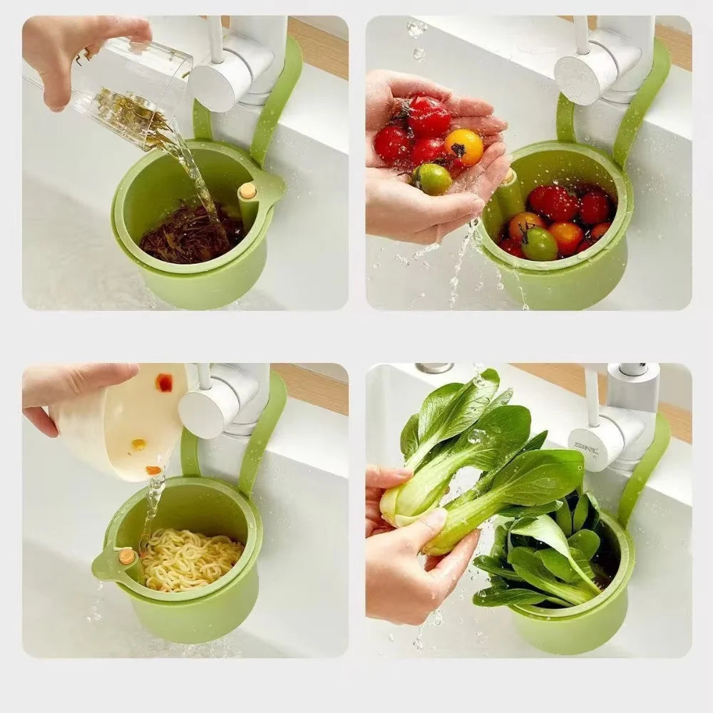 Sink Drip Basket Two-Part Filter One-Click Emptying