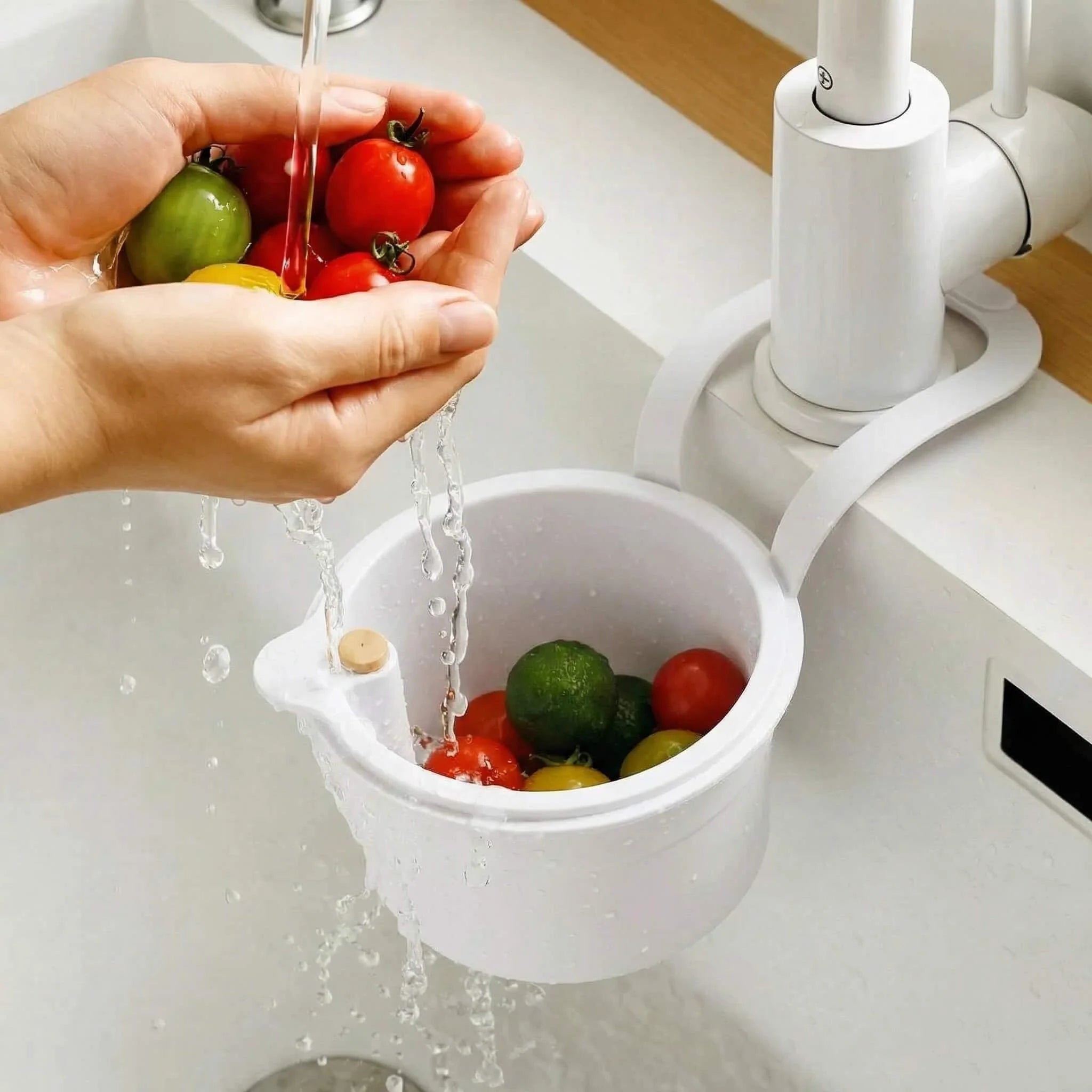 Sink Drip Basket Two-Part Filter One-Click Emptying