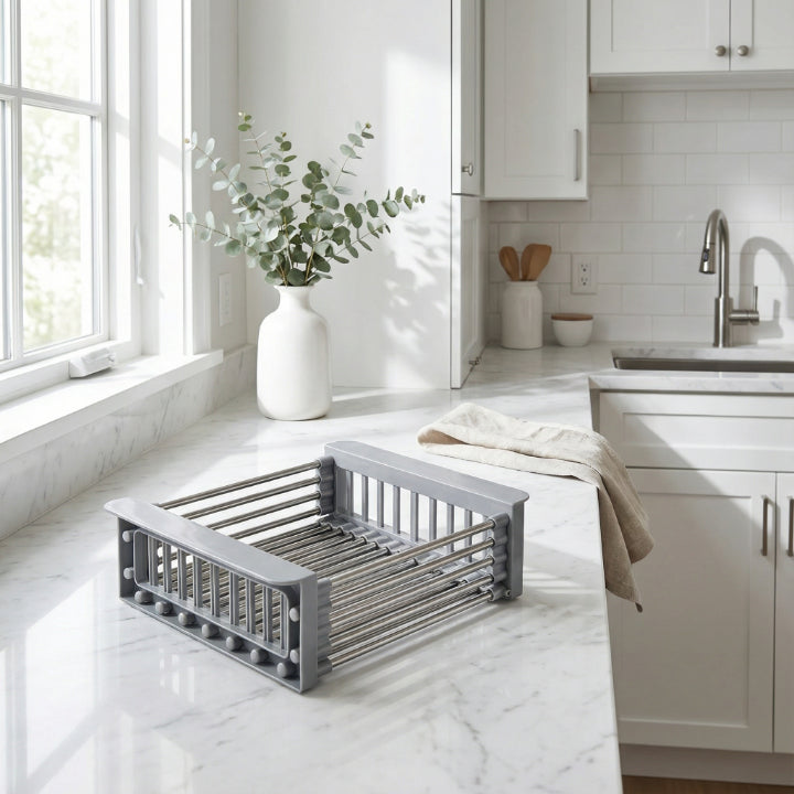 Sink Drying Rack Extendable Stainless Steel Rods