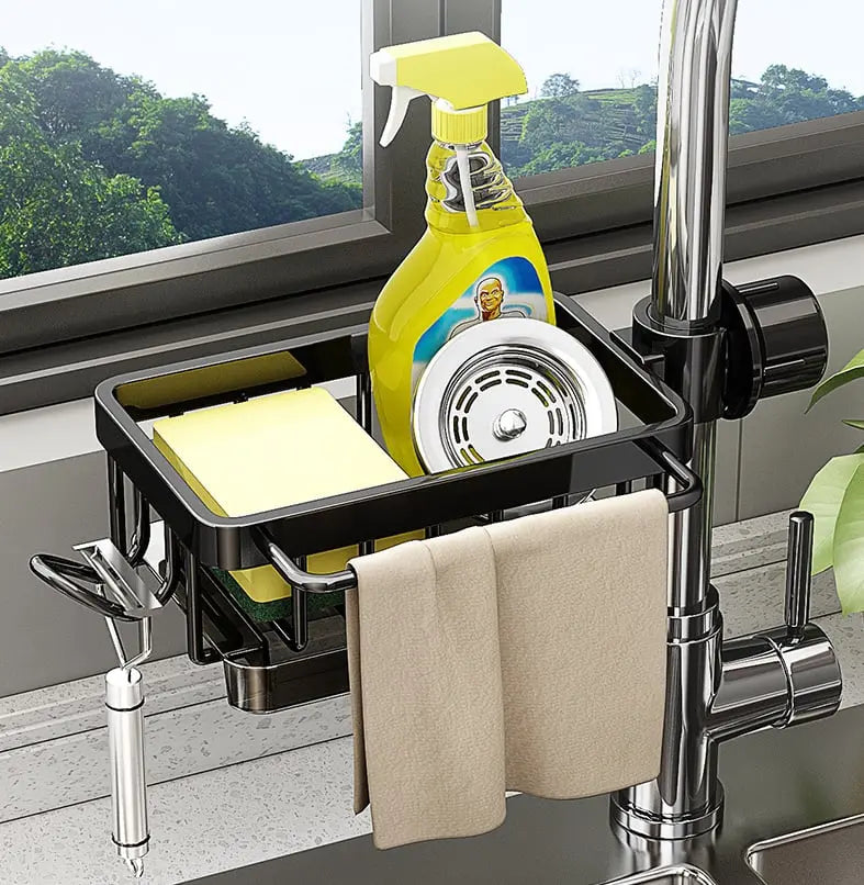 Sink Organizer For Round Faucets Rust-Resistant Aluminum
