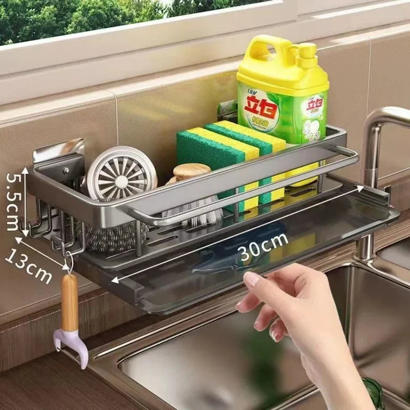 Sink Rack Self-Draining Tool-Free Clamp Rust-Resistant Aluminum