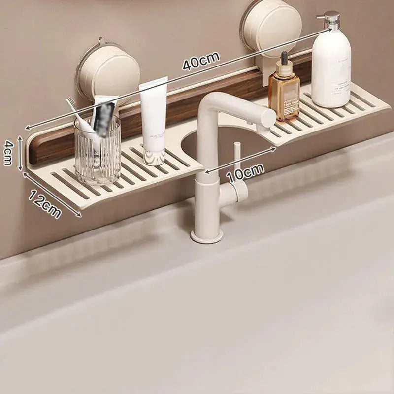Sink Shelf Walnut Wood Suction Mount