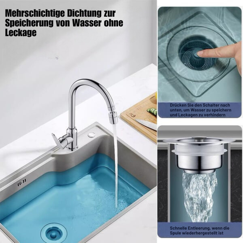 Sink Strainer Push Release Odor Trap Stainless Steel