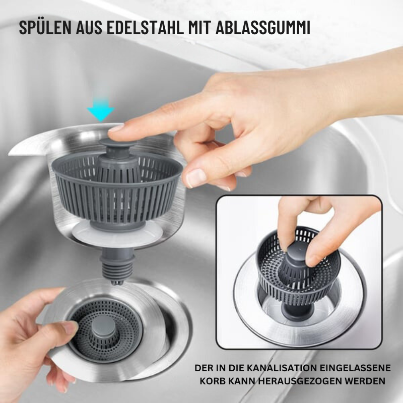 Sink Strainer Push Release Odor Trap Stainless Steel