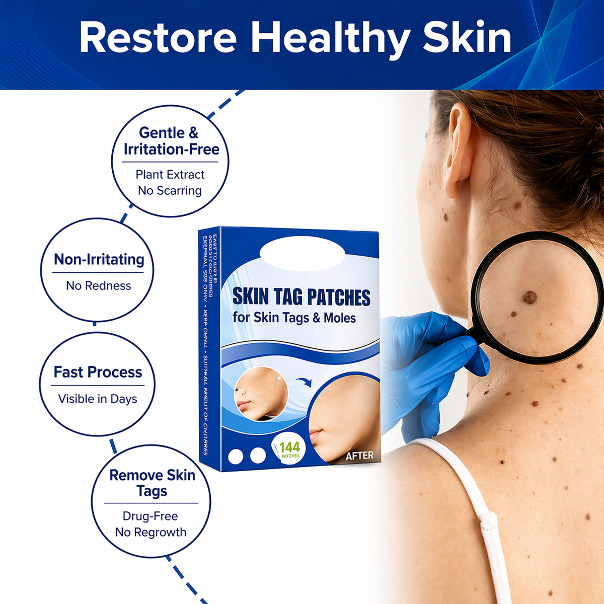 Skin Tag Removal Patches Ultra-Thin Transparent 144 Pack