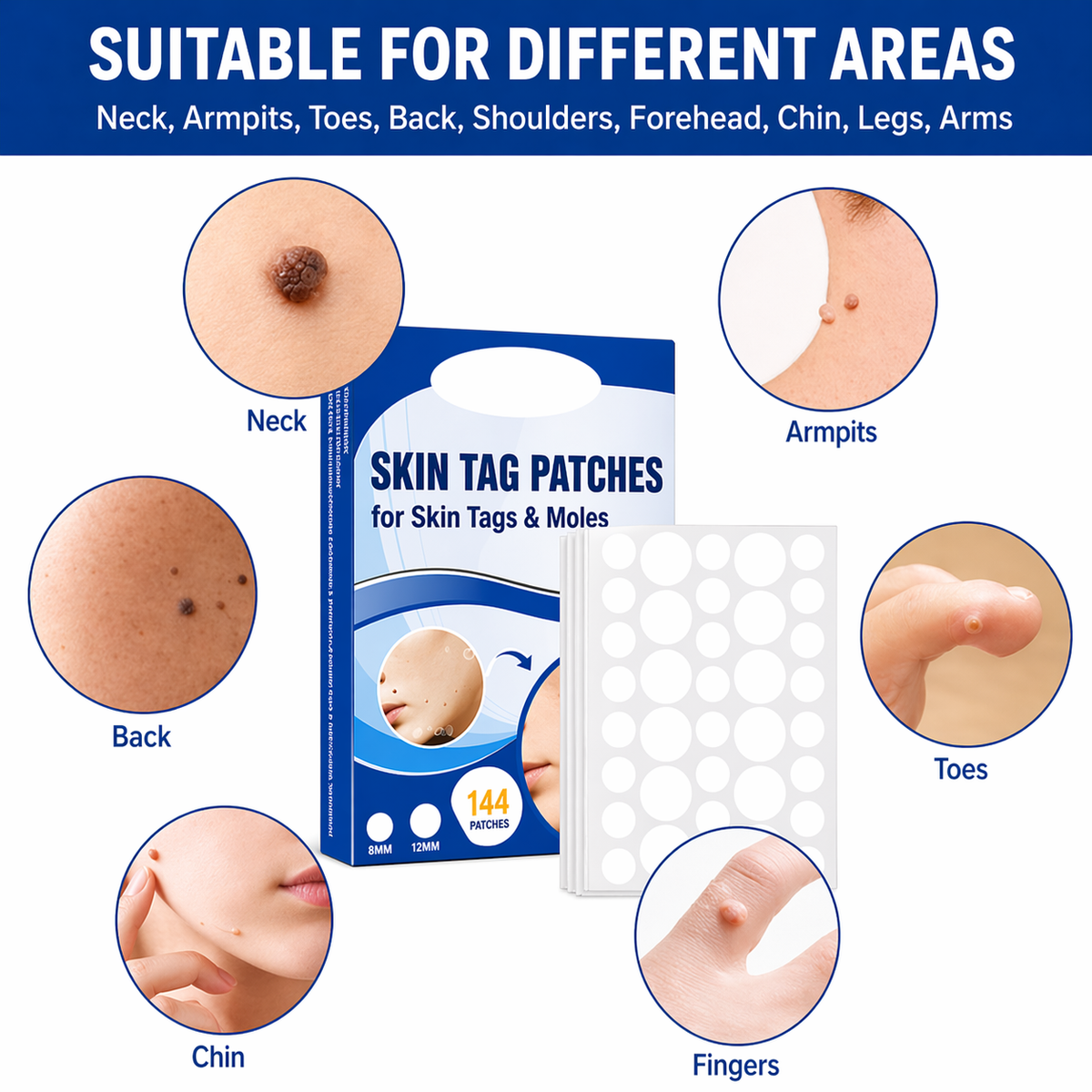 Skin Tag Removal Patches Ultra-Thin Transparent 144 Pack