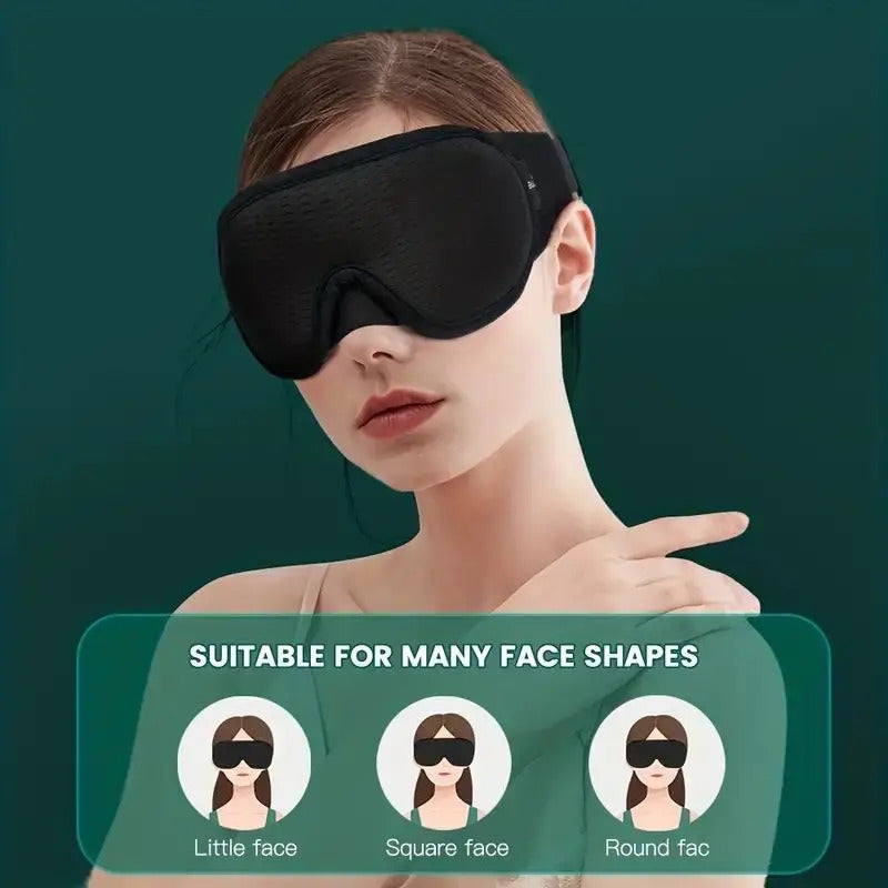 Sleep Mask 3D Contoured Light-Blocking Adjustable Strap
