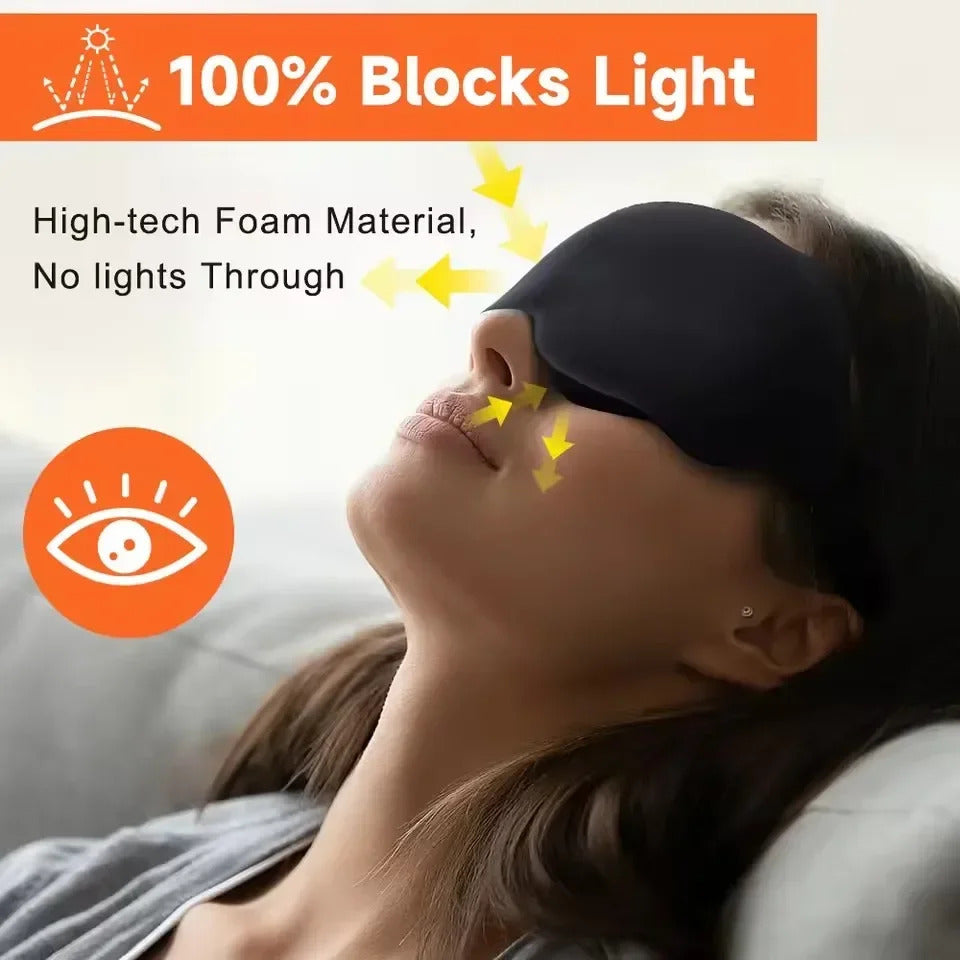 Sleep Mask 3D Contoured Light-Blocking Adjustable Strap
