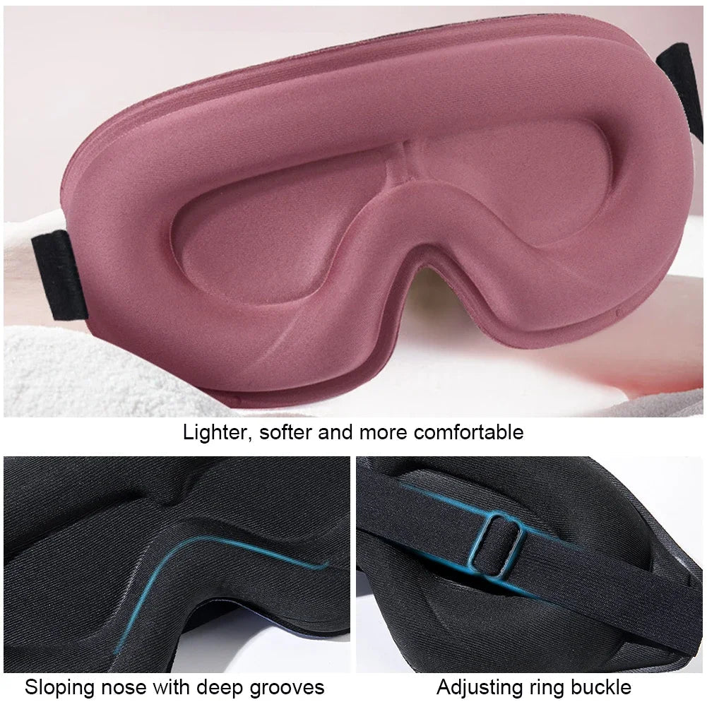 Sleep Mask 3D Contoured Light-Blocking Adjustable Strap