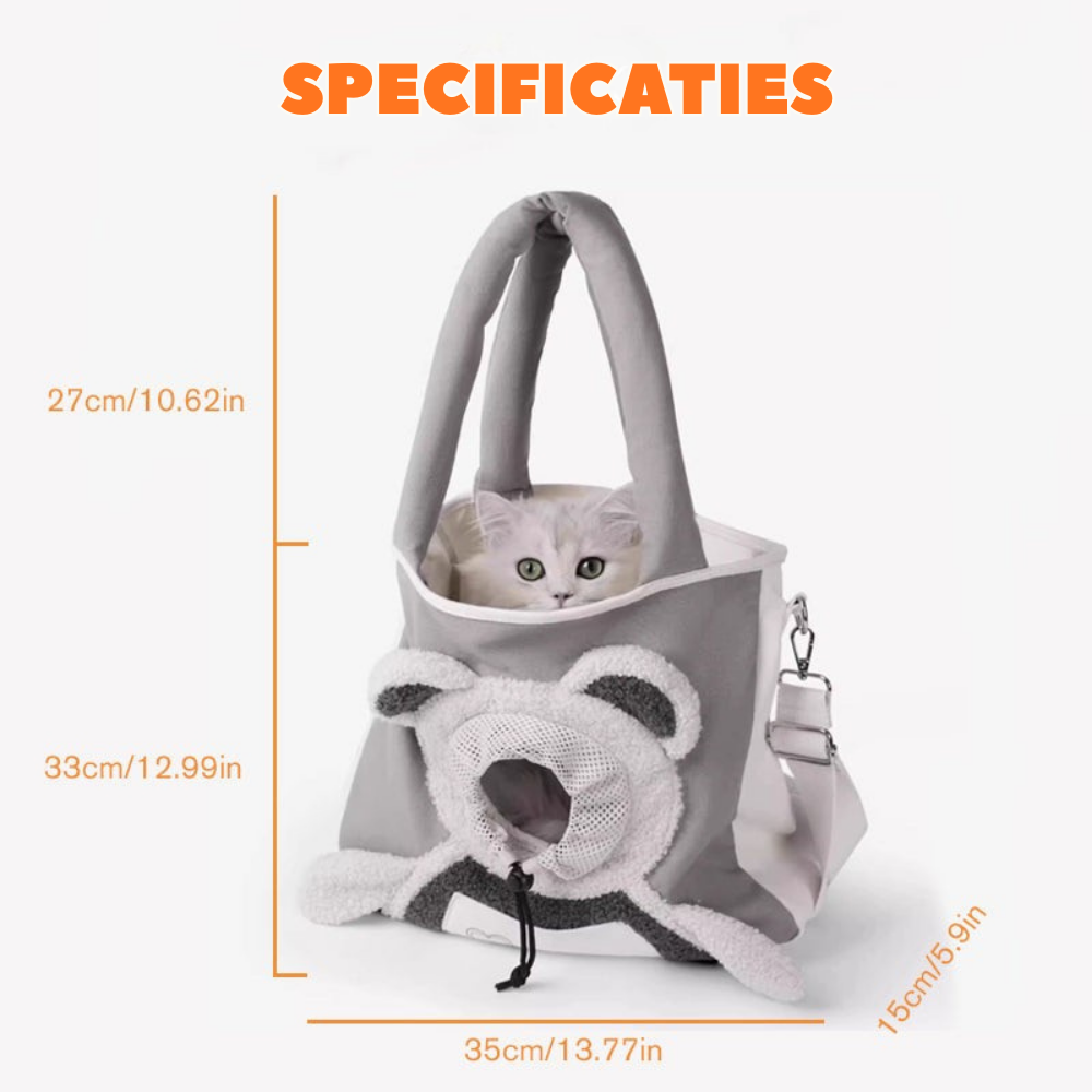 Small Pet Carrier Bear-Ears Canvas Padded Strap