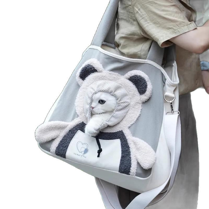 Small Pet Carrier Bear-Ears Canvas Padded Strap