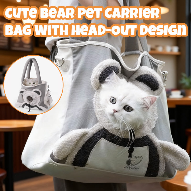 Small Pet Carrier Bear-Ears Canvas Padded Strap