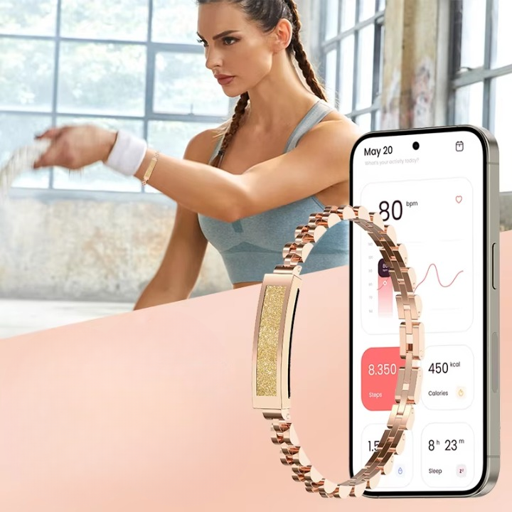 Smart Bracelet Stainless Steel Chain Activity & Sleep Tracker