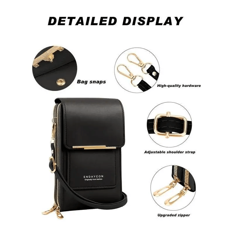 Smartphone Crossbody Bag Waterproof Touchscreen Window Anti-Theft & Card Pockets