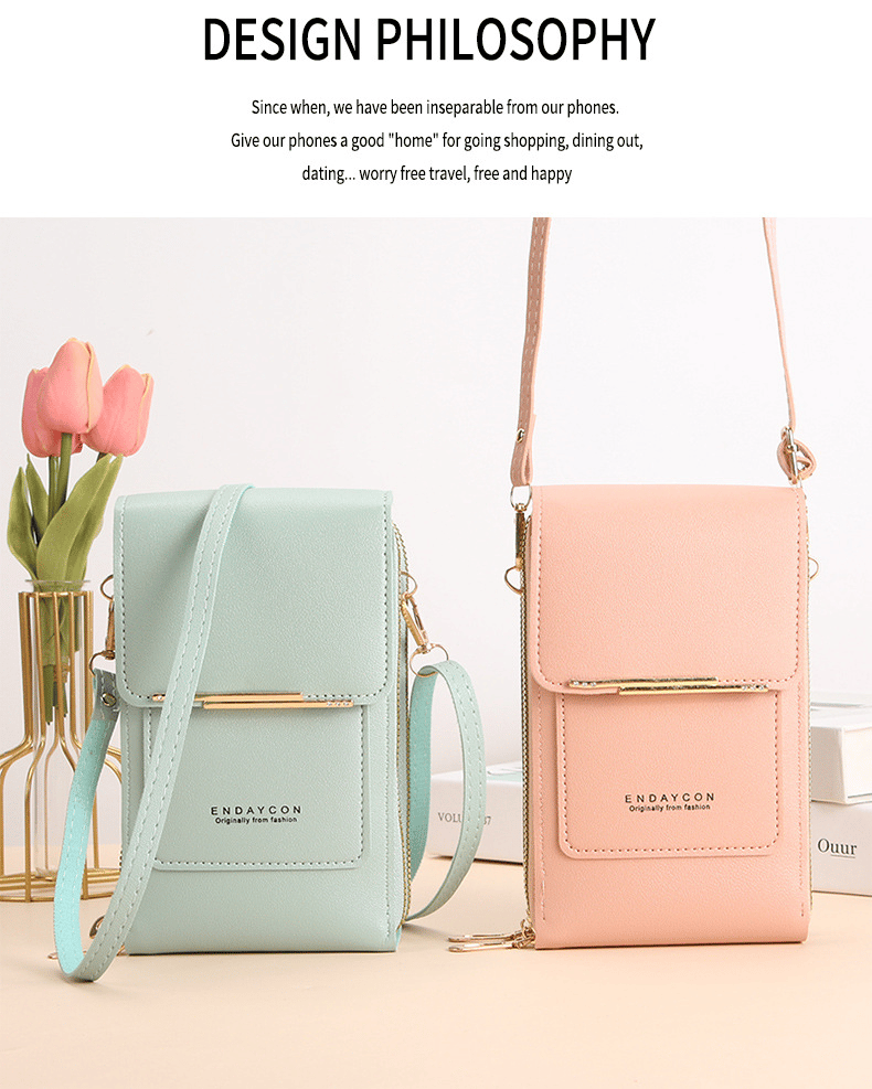 Smartphone Crossbody Bag Waterproof Touchscreen Window Anti-Theft & Card Pockets