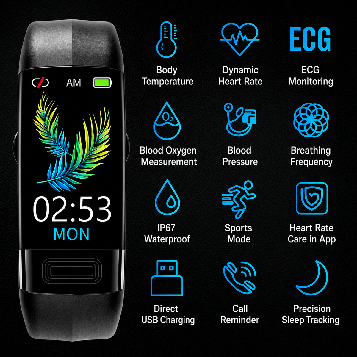 Smartwatch ECG & Blood Pressure Sleep Tracking